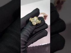 18K gelbes Gold, Agat, Diamant Vintage Alhambra Umkehrbarer Ring