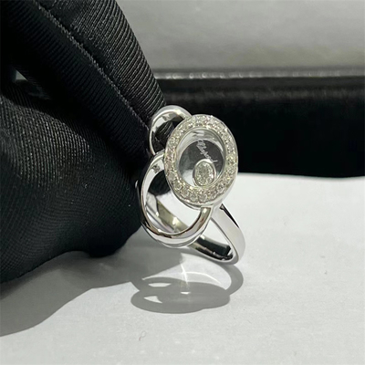 Qatar Custom Jewelry Chopard Happy Spirit Ring 18k White Gold Diamond Ring