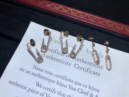 custom real 18k gold AU750 Gold Fine Jewelry Brand Wedding Bands Diamond Studded Earrings