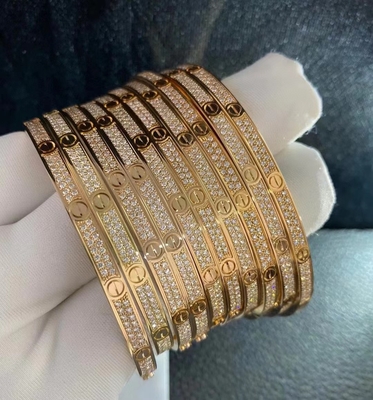 high brand Custom Jewelry China factory Cartier Full Diamond Love Bracelet 18k Gold Bracelet Jewelry