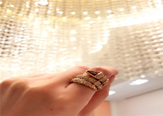 Shinning  18K Gold Diamond Pave Ring For Women / Ladies / Girls