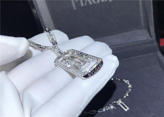 Shinning Full Diamond  Parentesi Necklace In 18K White Gold