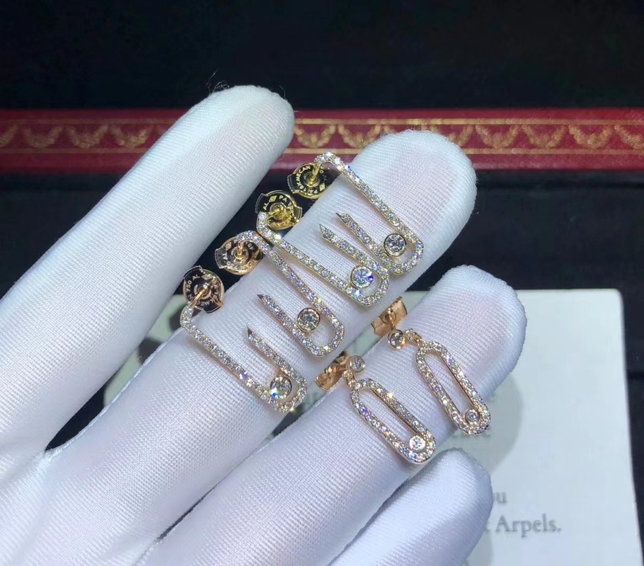 custom real 18k gold AU750 Gold Fine Jewelry Brand Wedding Bands Diamond Studded Earrings