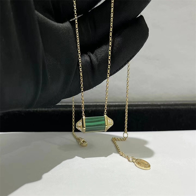 18k Brand Schmuck Schmuck auf Maß Malachit Diamant Gold Halskette