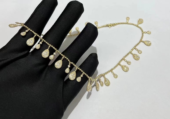 18K Gold Diamant Halskette Gelbgold Schlange Boheme Halskette