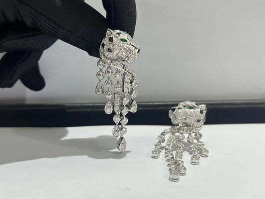 Angesporntes Weißgold Panthere Des Brand Earrings 18k mit Diamanten
