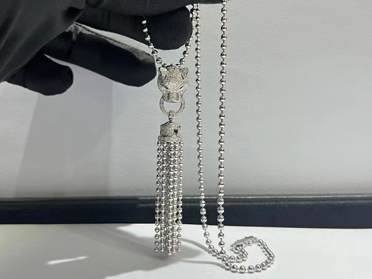 Weißgold-Smaragde u. Diamanten Brand 18K Panthère De Brand Necklace