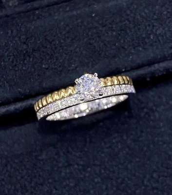 Luxus Schmuck Custom 18K Gold Diamant Ring Rund Diamant Steine HK Setting