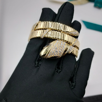 18K Gold Luxus Diamant Armband Serpenti Zwei-Coil 18 Kt Gelbgold Armband Set mit Demi Pavé Diamanten und schwarzen Onyx Augen