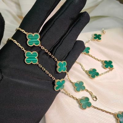 Vintage Custom Schmuck Bezel Set Vintage Alhambra Armband, 5 Motive 18K Gelbgold