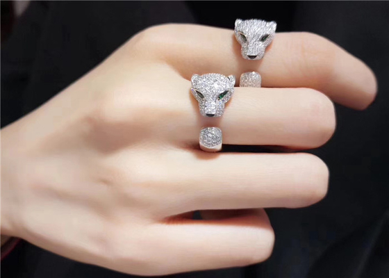 18k Weißgold 137 Diamanten Panther De Brand Ring Wunsch Schmuck China