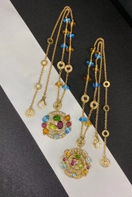 18k Gelbgold Geometrischer 16,7 Zoll Astral Anhänger Halskette