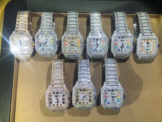 Hip-Hop Eis aus dem Labor Diamanten Großer Dial Vvs Moissanite Uhr